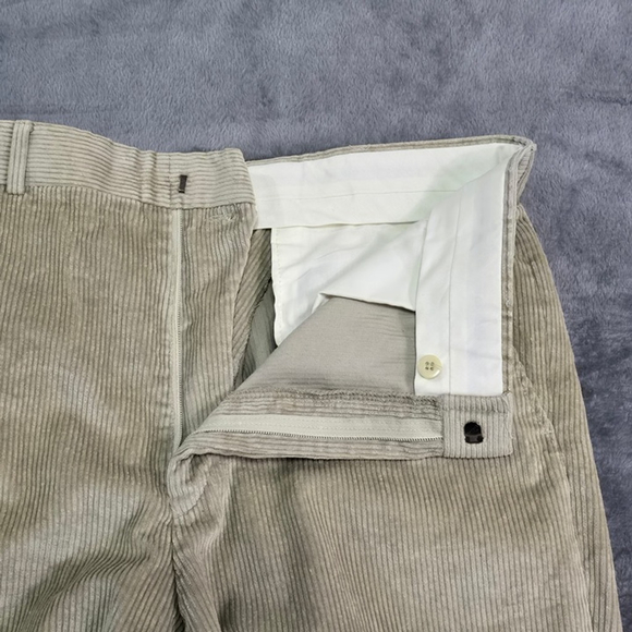 Vintage LL Bean Corduroy Pants Mens 34 Beige Pleated Wide Wale USA - Picture 5 of 12